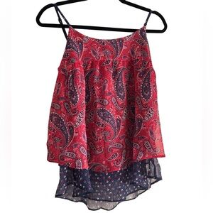 Faded Glory Red and Blue‎ Paisley Camisole